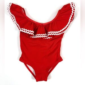 JANIE AND JACK Girls One Piece Swimsuit 6 Popcorn Red Classic Preppy Nautical